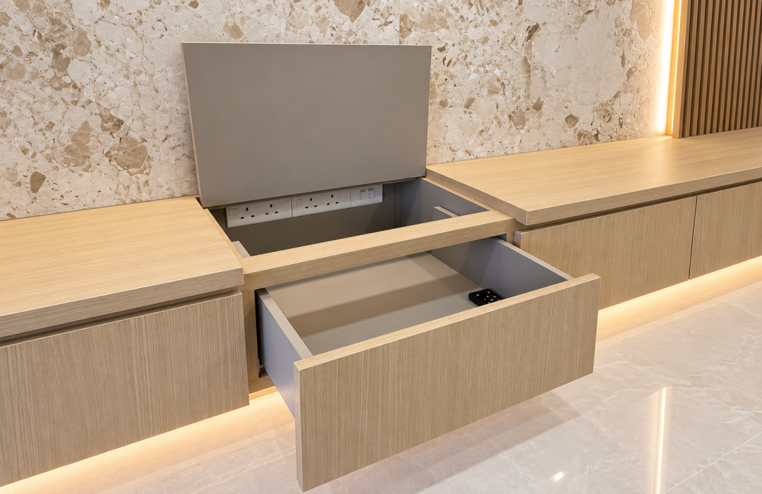 tamp tv console drawer